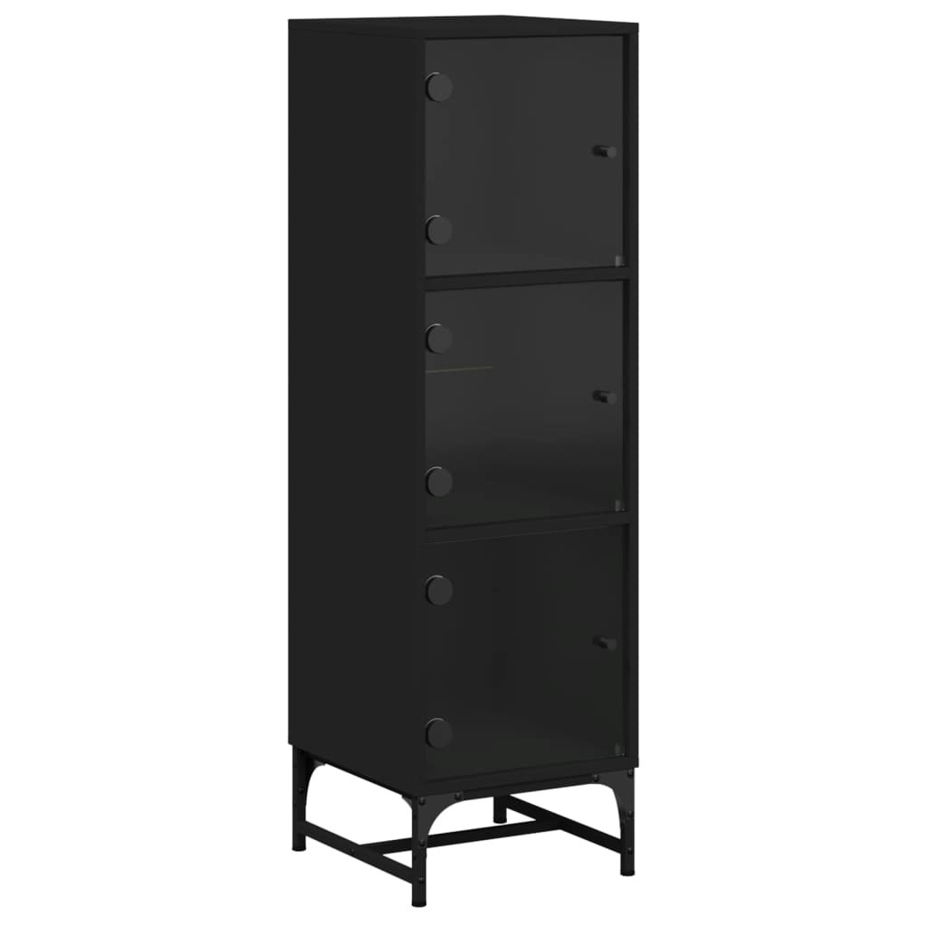 Highboard with Glass Doors Black 35x37x120 cm 836561