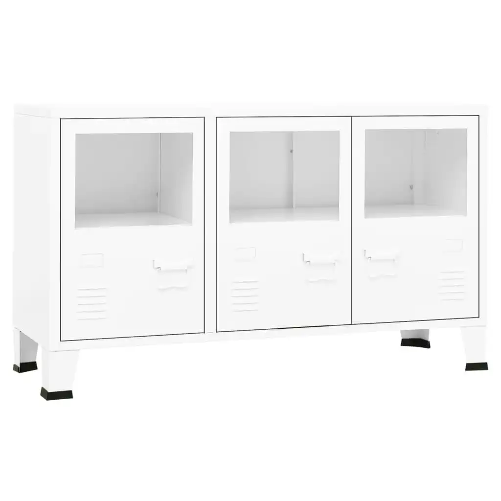 Industrial Sideboard White 105x35x62 cm Metal and Glass 339609