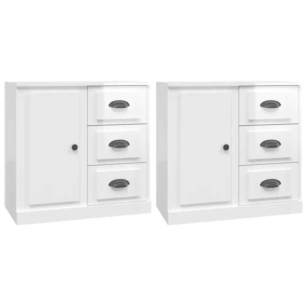 Sideboards 2 pcs High Gloss White Engineered Wood 3185225