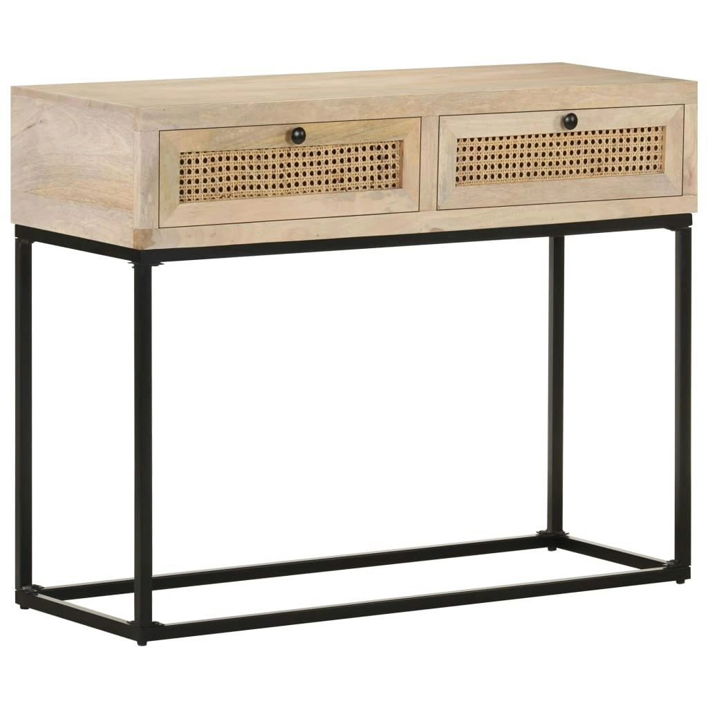 Console Table 100x35x76 cm Solid Mango Wood and Natural Cane 323512