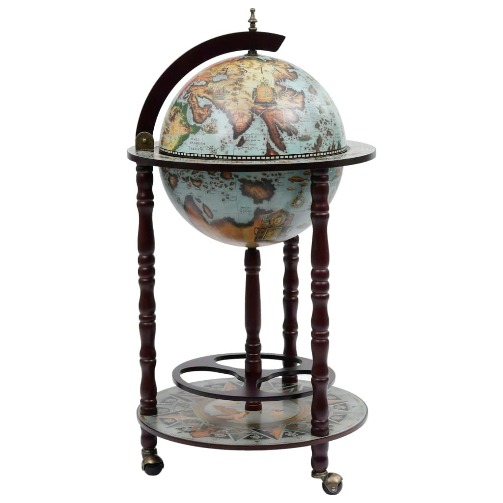 Globe Bar Wine Stand Eucalyptus Wood Blue 320905