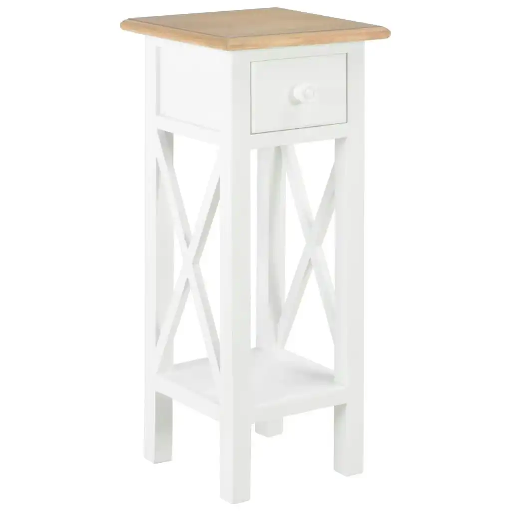 Side Table White 27x27x65.5 cm Wood 280057