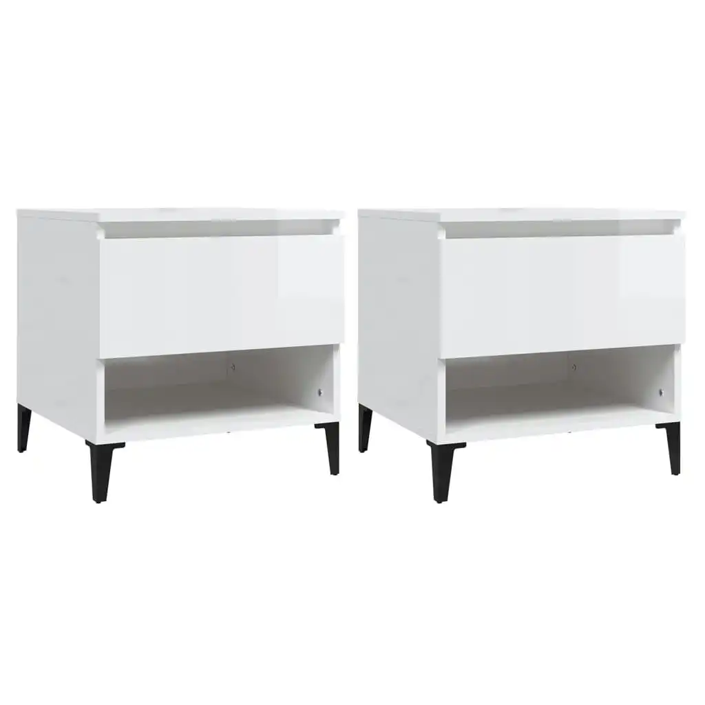 Side Tables 2 pcs High Gloss White 50x46x50 cm Engineered Wood 819553