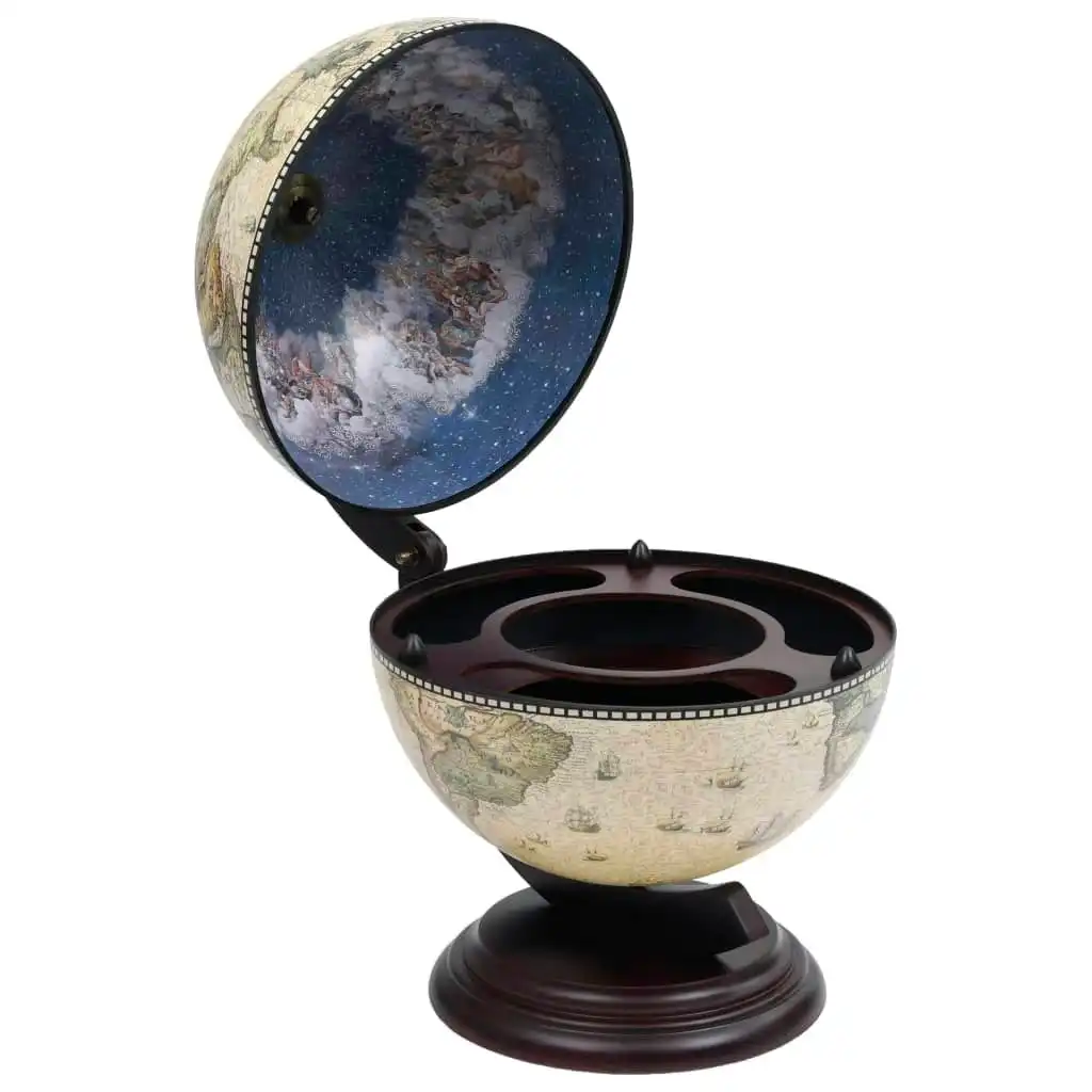 Tabletop Globe Bar Wine Stand Eucalyptus Wood Green 320909