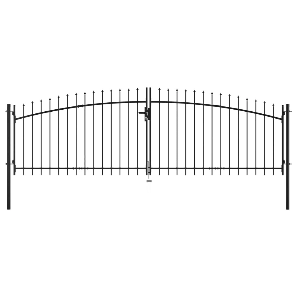 Double Door Fence Gate with Spear Top 400x175 cm 145739