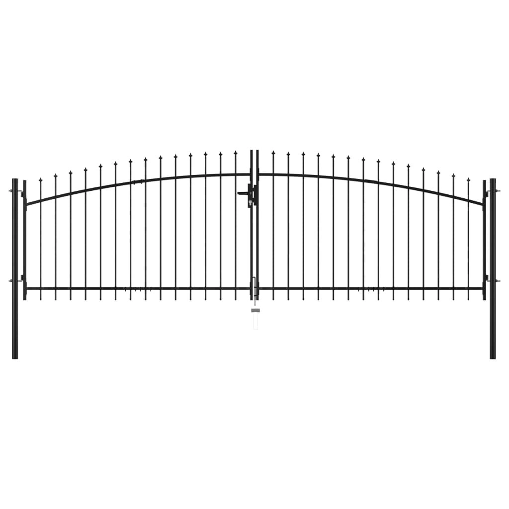 Double Door Fence Gate with Spear Top 400x150 cm 144360