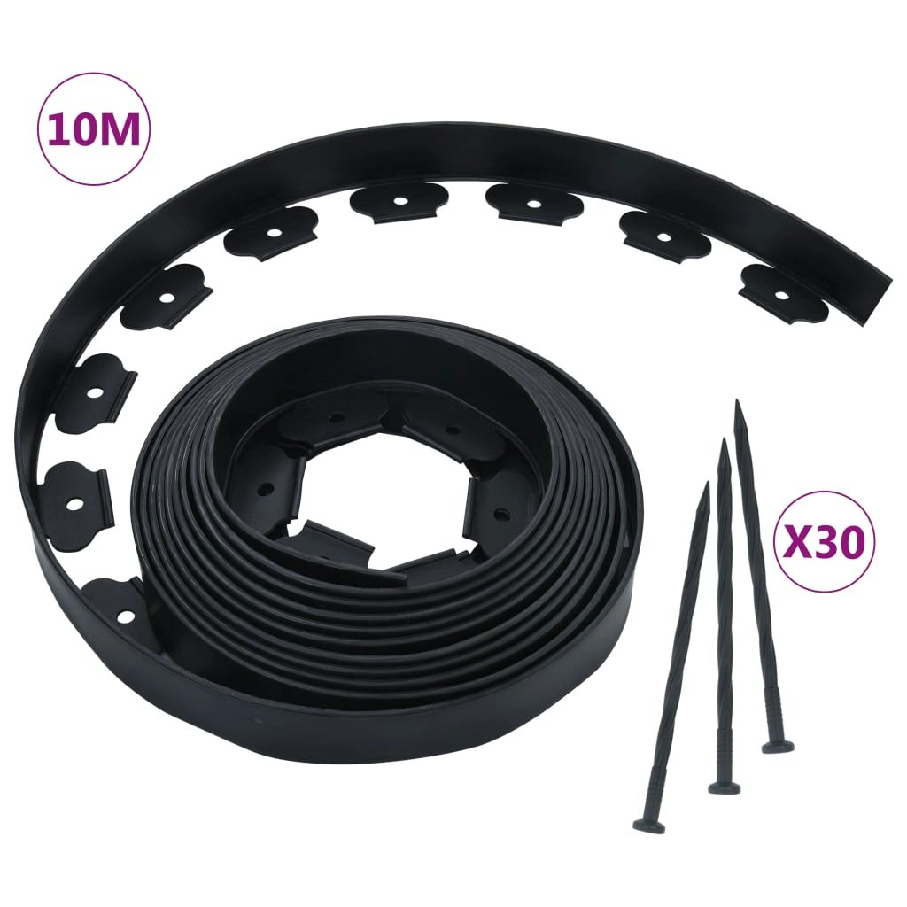 Flexible Lawn Edging with 30 Pegs 10 m 5 cm 48614