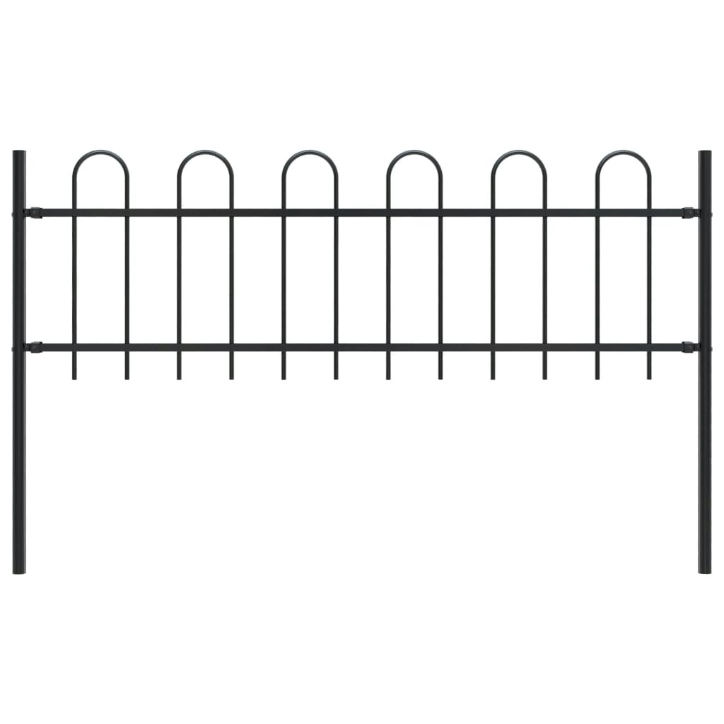 Garden Fence with Hoop Top Steel 1.7x0.6 m Black 144928