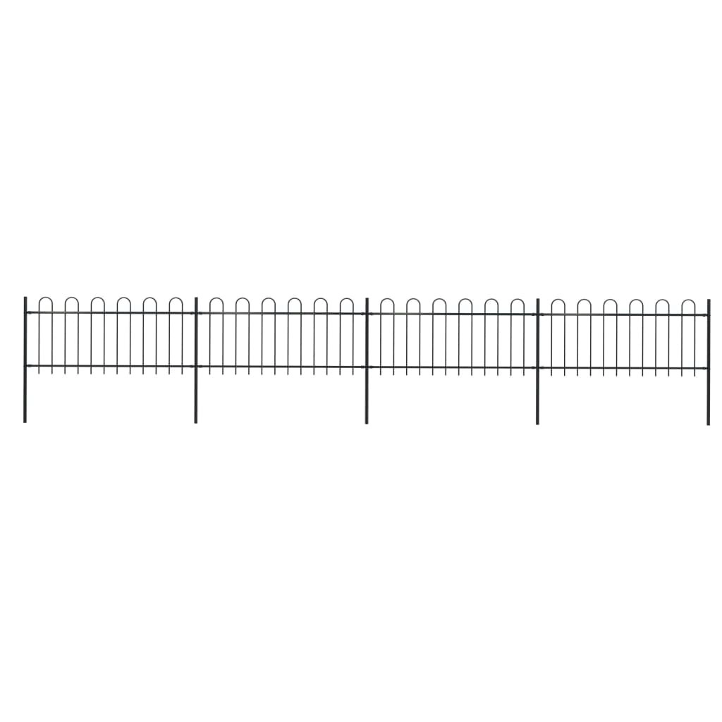 Garden Fence with Hoop Top Steel 6.8 m Black 277650