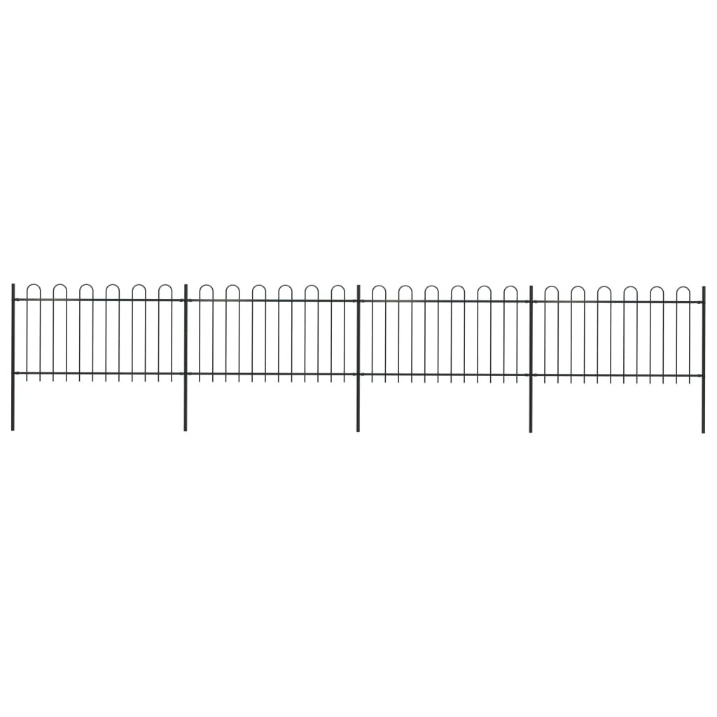 Garden Fence with Hoop Top Steel 6.8 m Black 277659