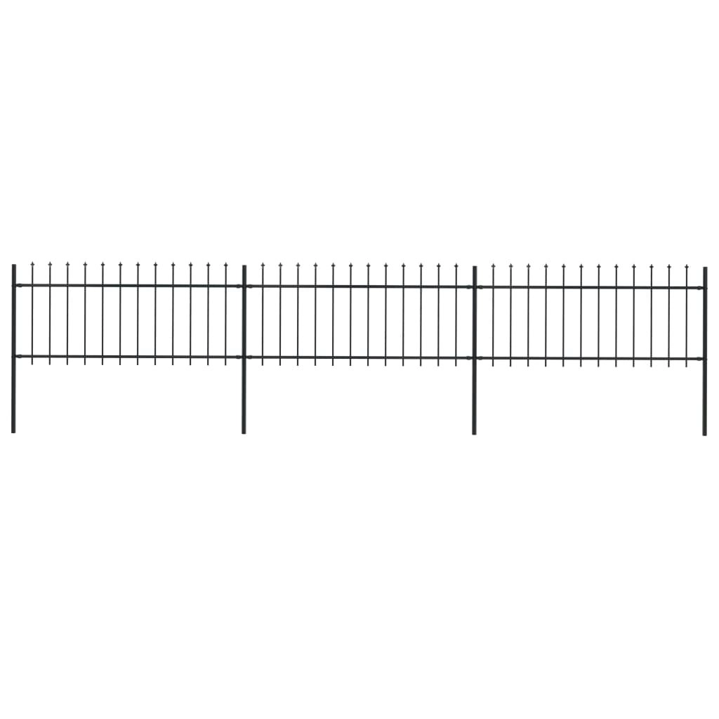 Garden Fence with Spear Top Steel 5.1 m Black 277604