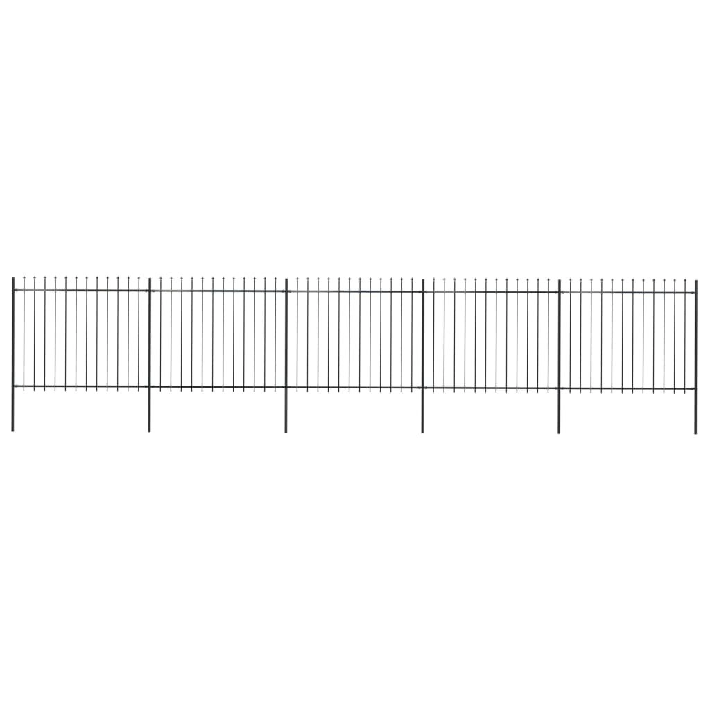 Garden Fence with Spear Top Steel 8.5 m Black 277633