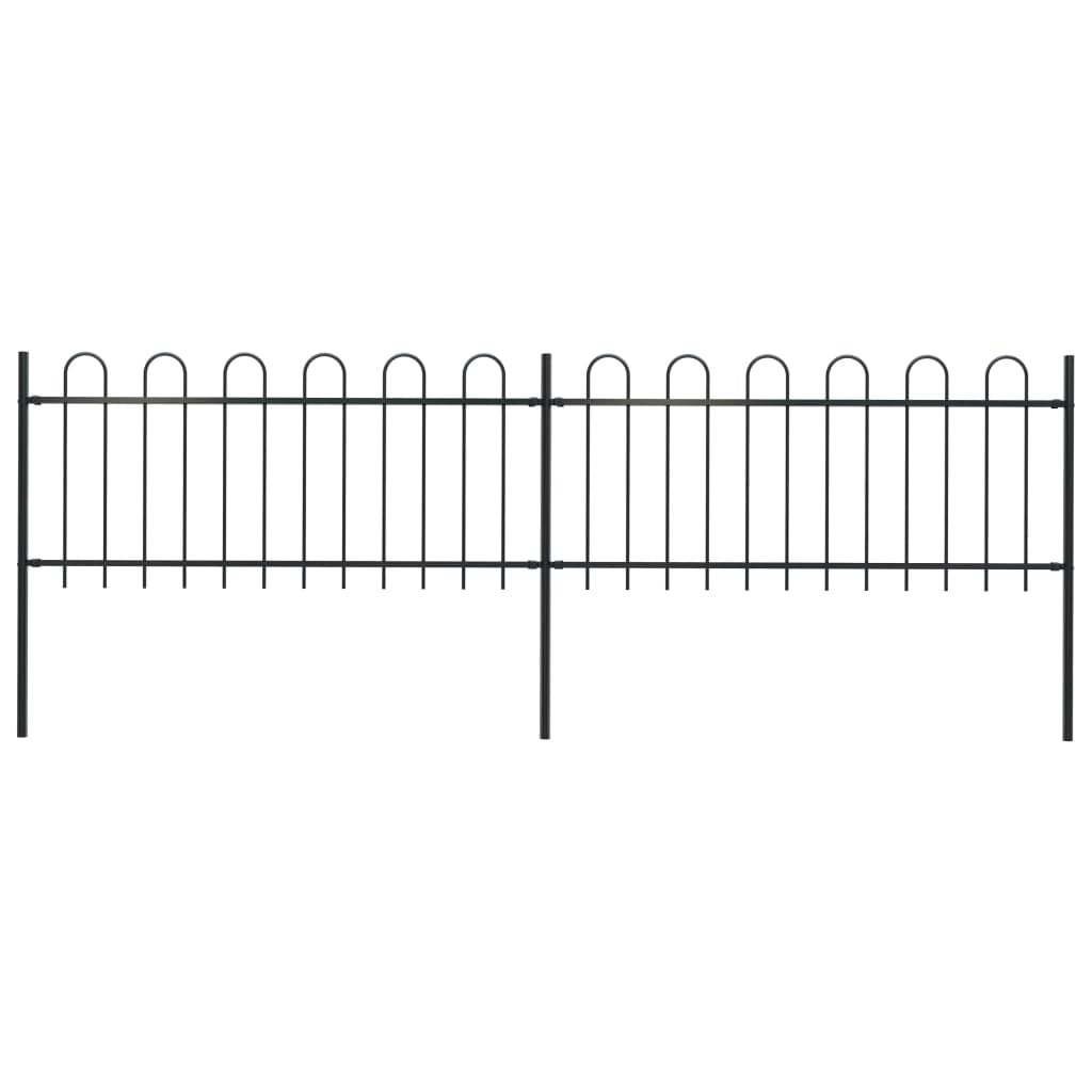 Garden Fence with Hoop Top Steel 3.4 m Black 277648