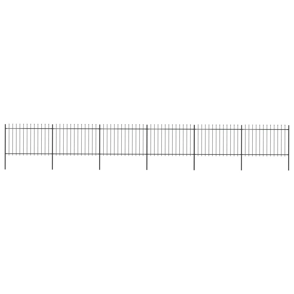 Garden Fence with Spear Top Steel 10.2 m Black 277625