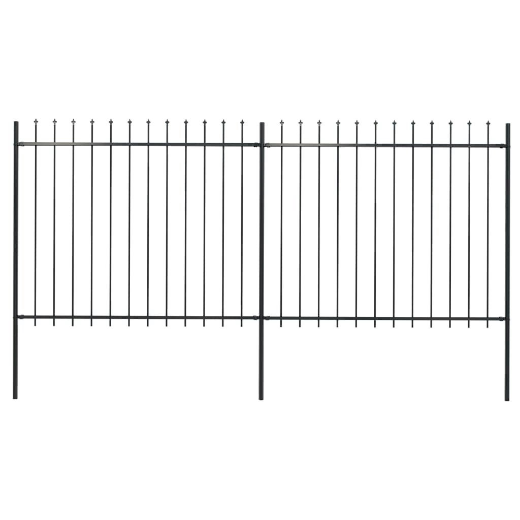 Garden Fence with Spear Top Steel 3.4 m Black 277630