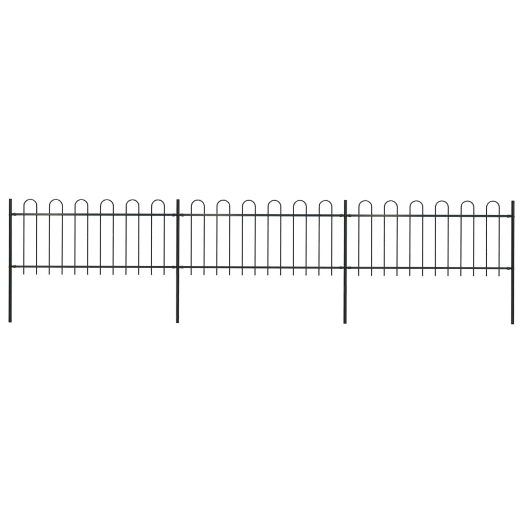 Garden Fence with Hoop Top Steel 5.1 m Black 277649