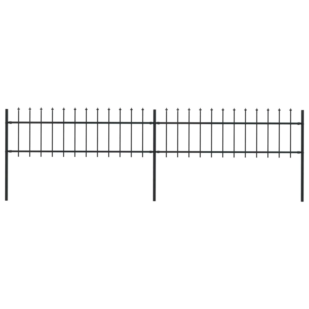 Garden Fence with Spear Top Steel 3.4 m Black 277594