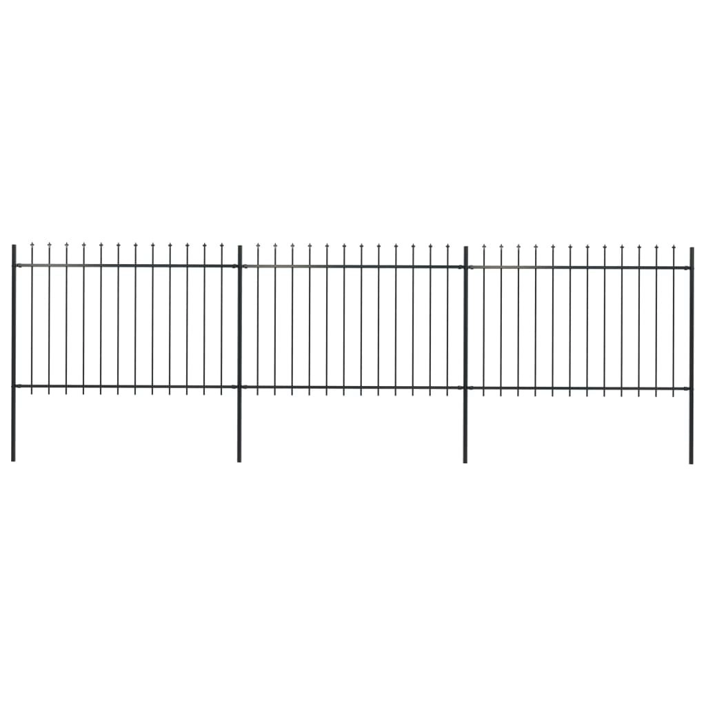 Garden Fence with Spear Top Steel 5.1 m Black 277622