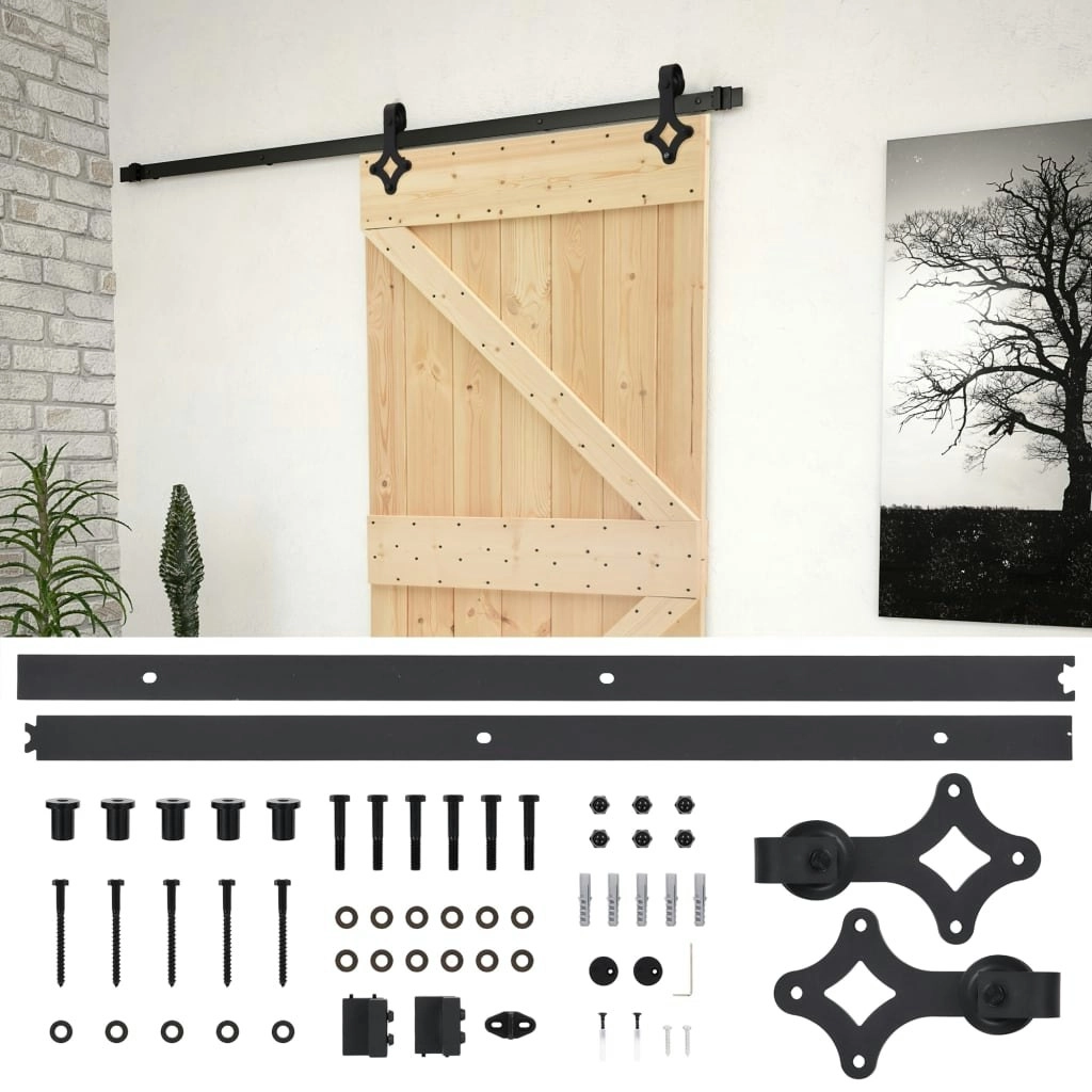 Sliding Door with Hardware Set 80x210 cm Solid Pine Wood 3057487