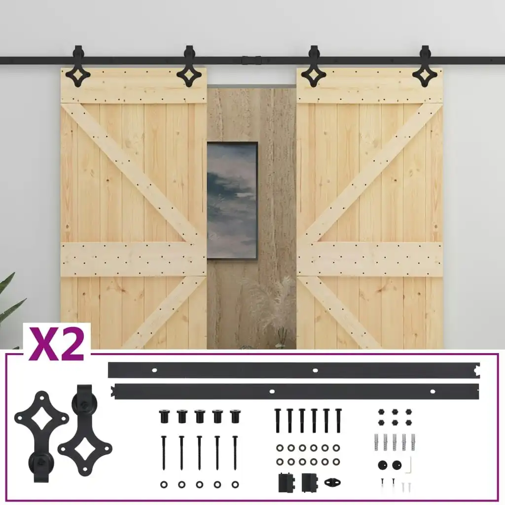 Sliding Door with Hardware Set 90x210 cm Solid Pine Wood 3057591