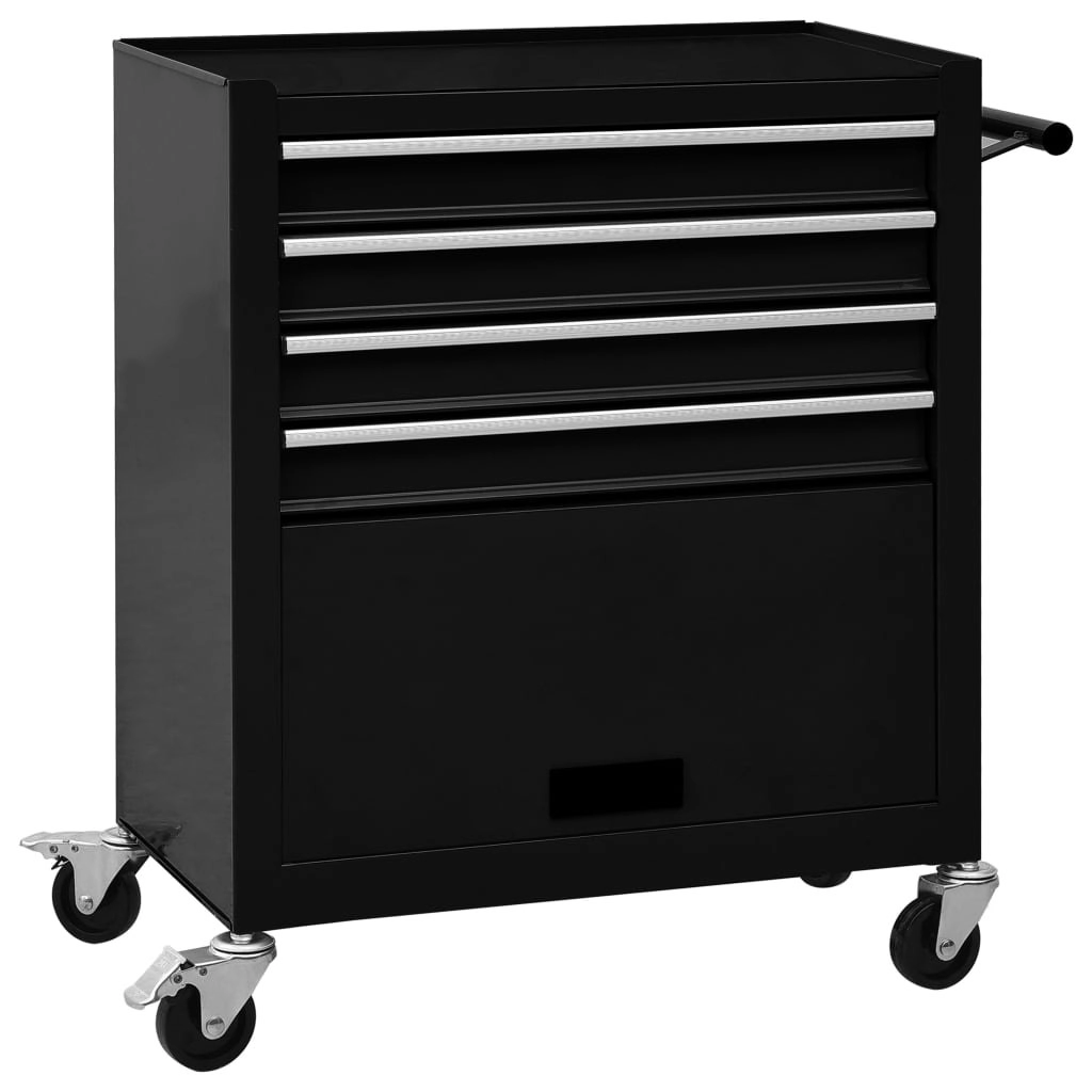 Tool Trolley with 4 Drawers Steel Black 147189