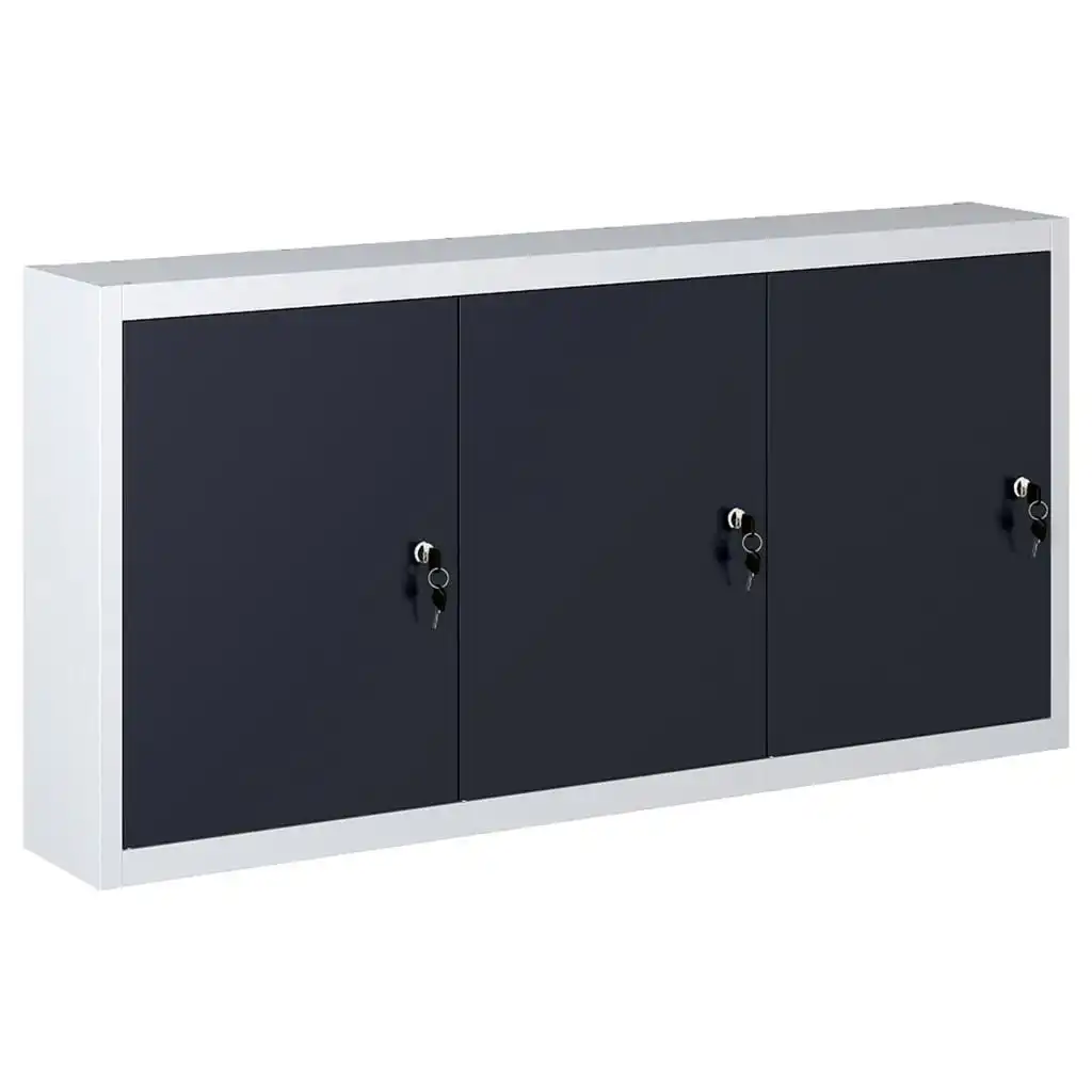 Wall Mounted Tool Cabinet Industrial Style Metal Grey and Black 145353