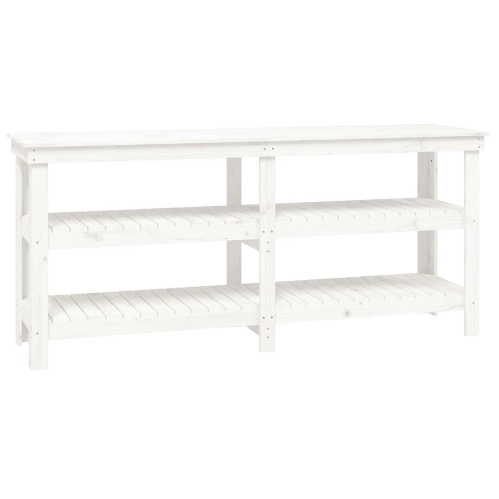 Work Bench White 181x50x80 cm Solid Wood Pine 823655