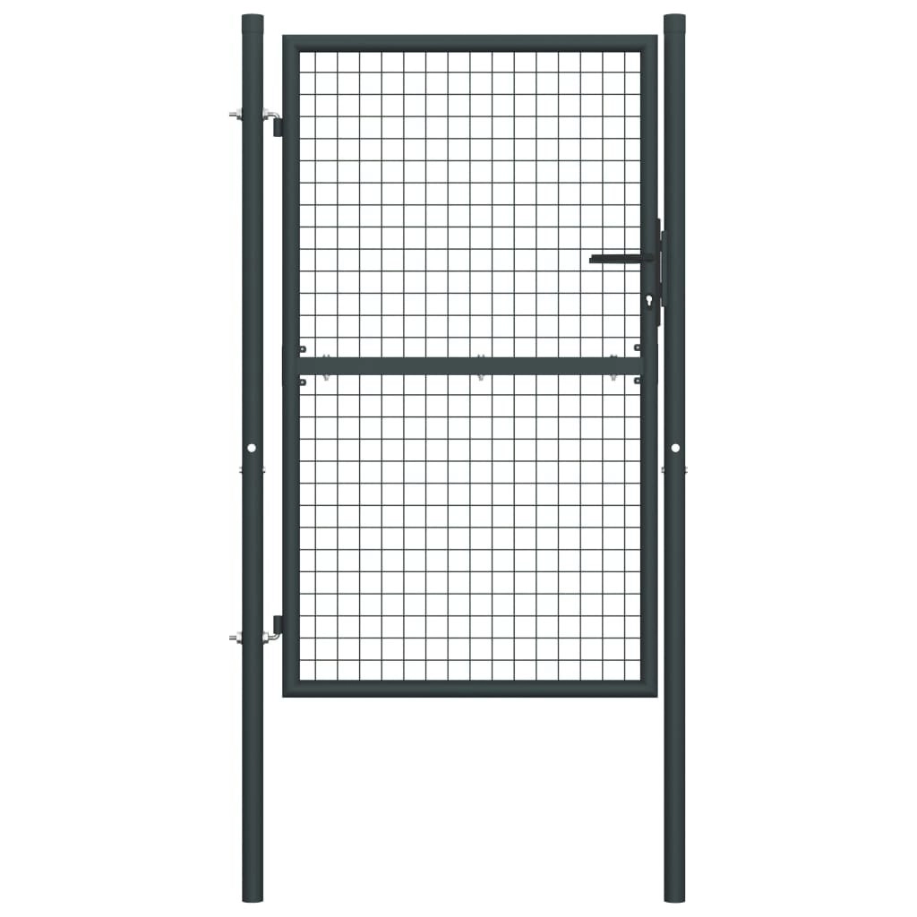 Mesh Garden Gate Galvanised Steel 100x250 cm Grey 145775