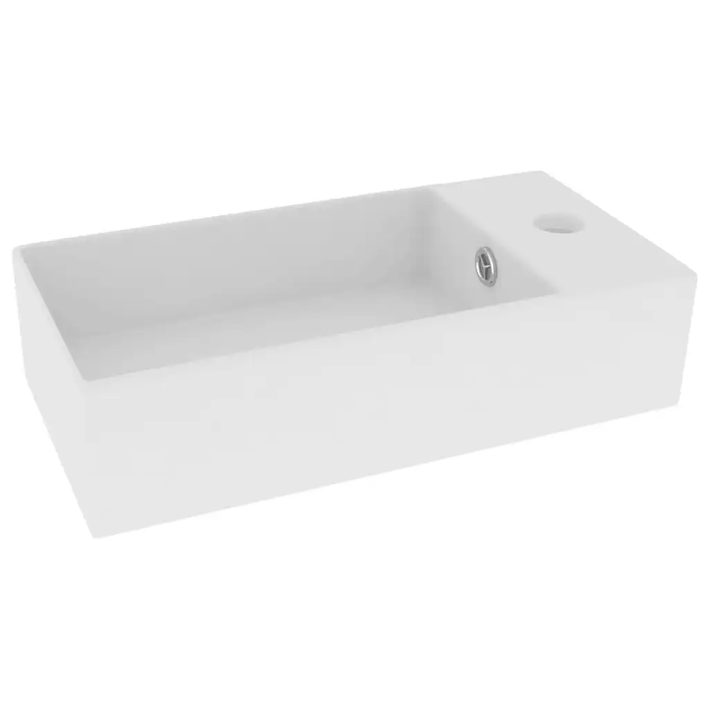 Bathroom Sink with Overflow Ceramic Matt White 146987