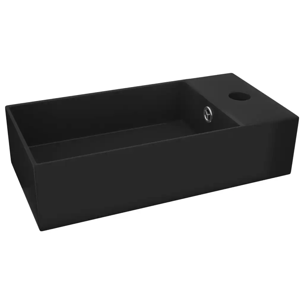 Bathroom Sink with Overflow Ceramic Matt Black 146997