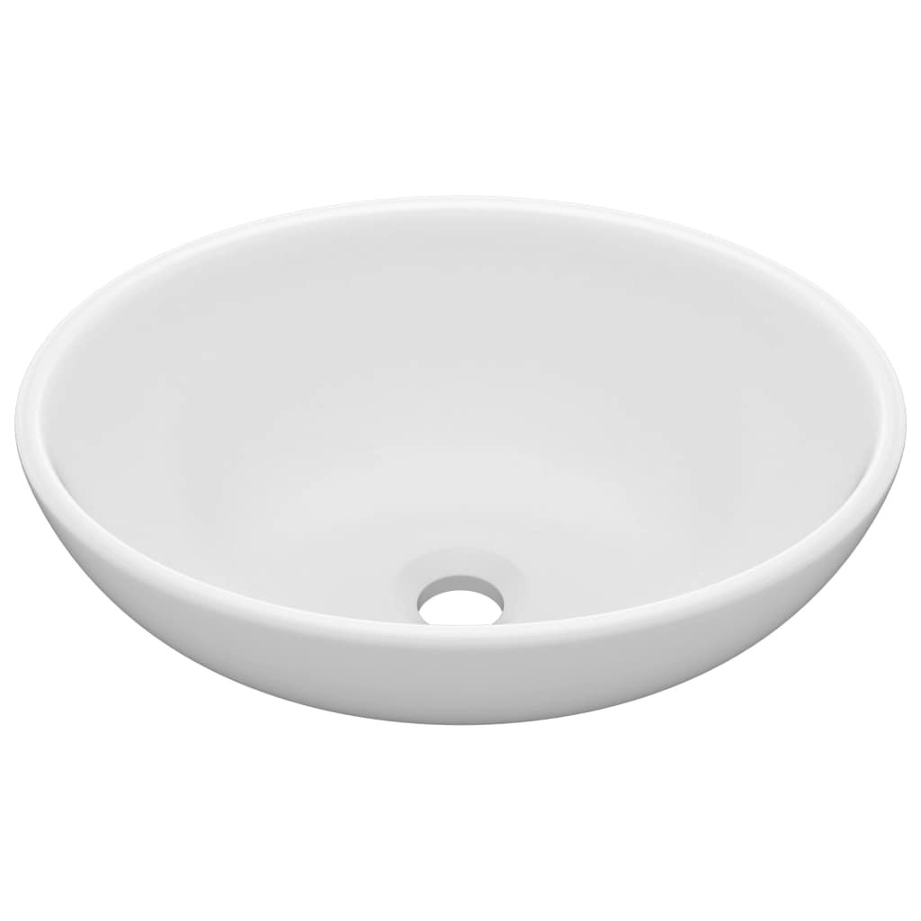 Luxury Basin Oval-shaped Matt White 40x33 cm Ceramic 146921