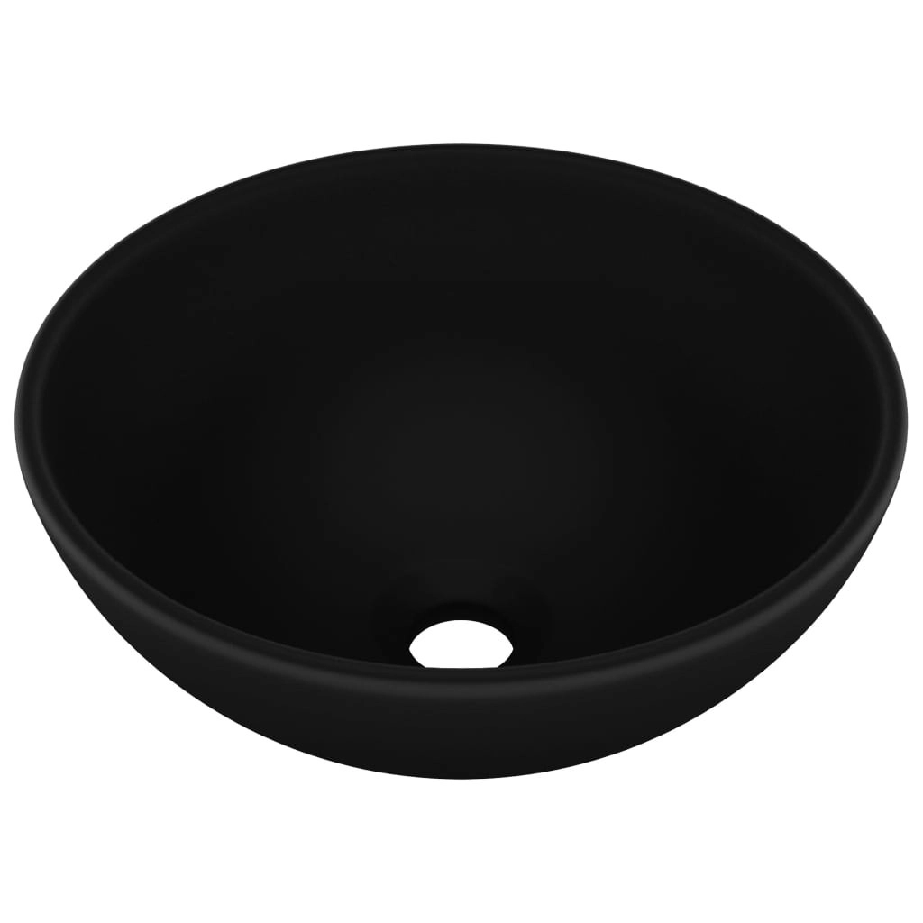 Luxury Bathroom Basin Round Matt Black 32.5x14 cm Ceramic 146975