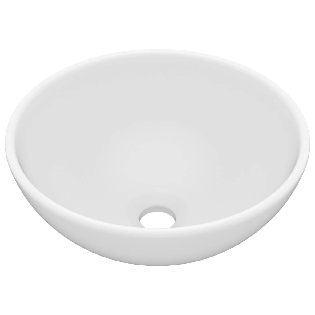 Luxury Bathroom Basin Round Matt White 32.5x14 cm Ceramic 146965