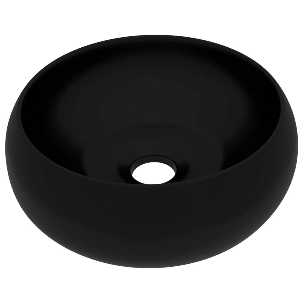 Luxury Wash Basin Round Matt Black 40x15 cm Ceramic 147008