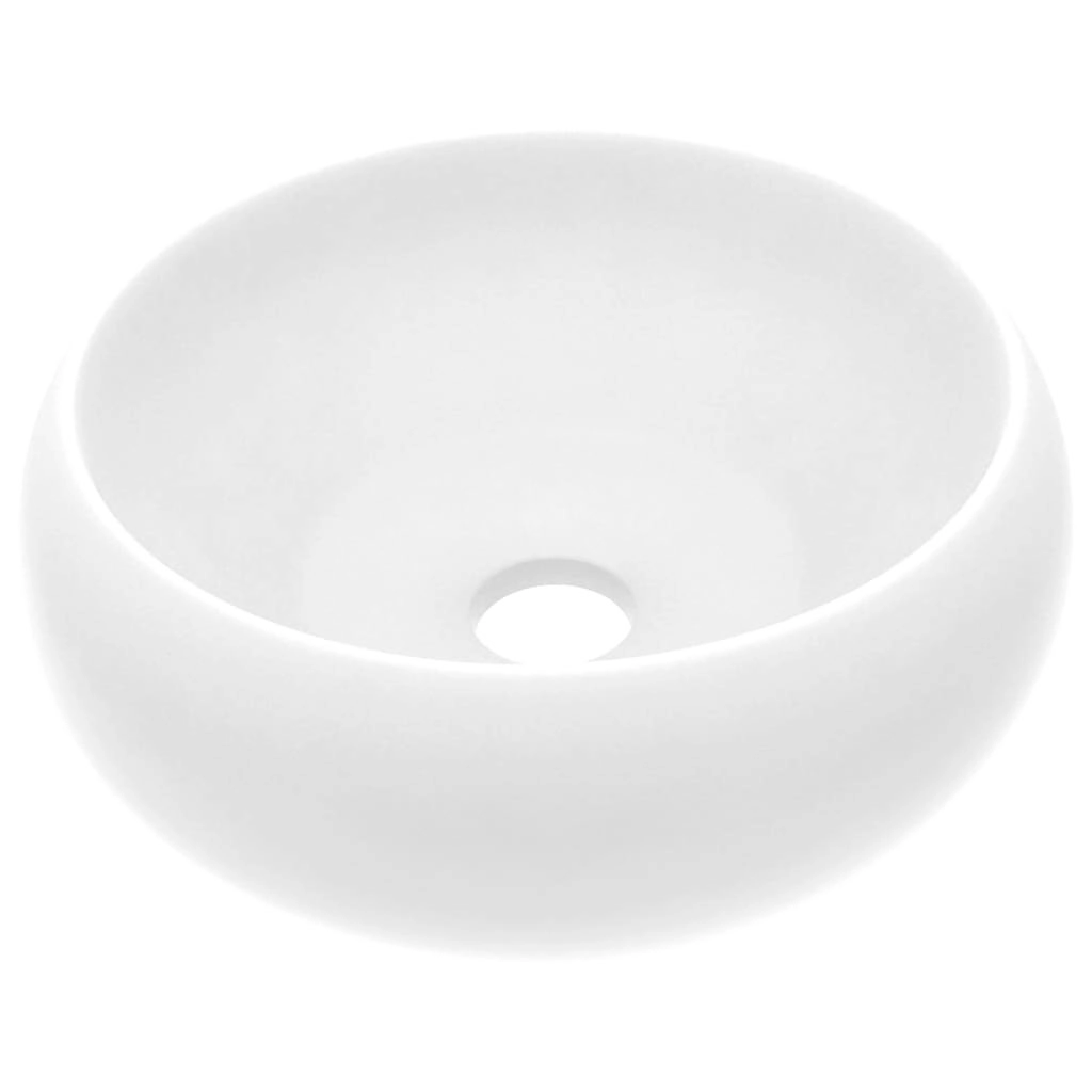 Luxury Wash Basin Round Matt White 40x15 cm Ceramic 146998