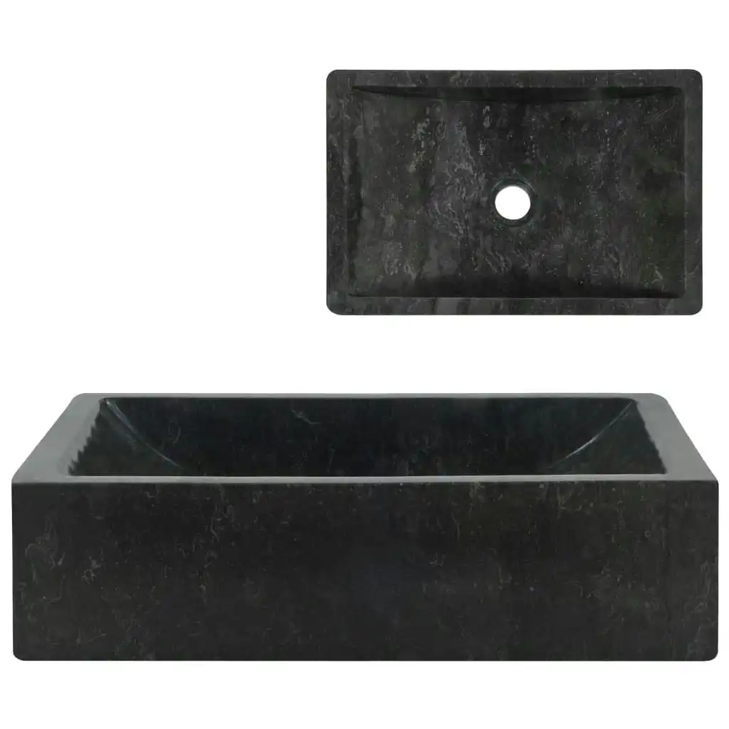 Sink 45x30x12 cm Marble High Gloss Black 142772