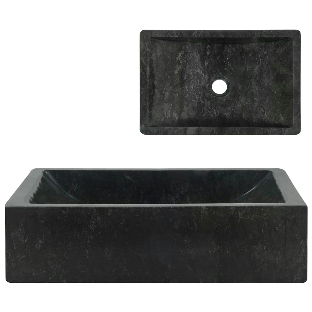 Sink 45x30x12 cm Marble High Gloss Black 142772