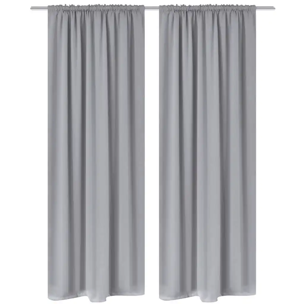 2 pcs Grey Slot-Headed Blackout Curtains 135 x 245 cm 130376