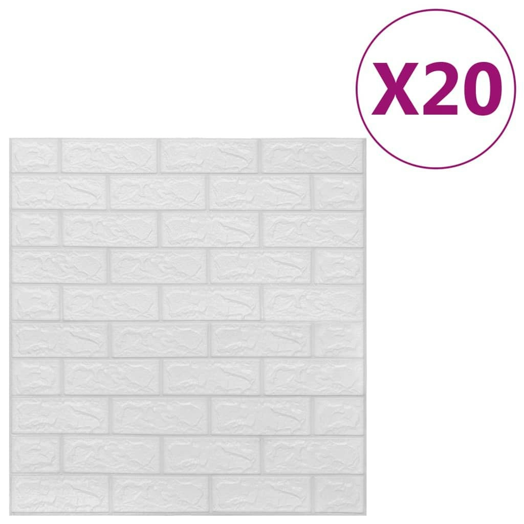 3D Wallpaper Bricks Self-adhesive 20 pcs White 150719