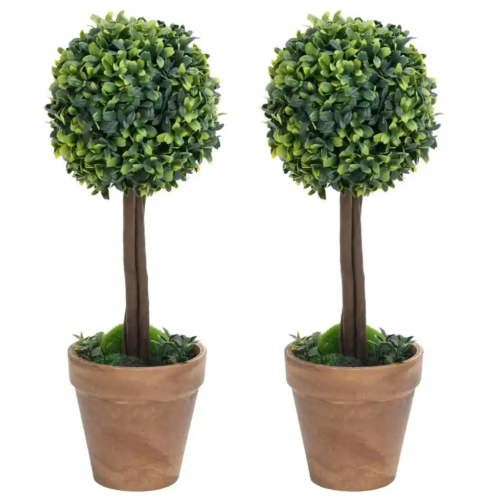 Artificial Boxwood Plants 2 pcs with Pots Ball Shaped Green 41 cm 336516