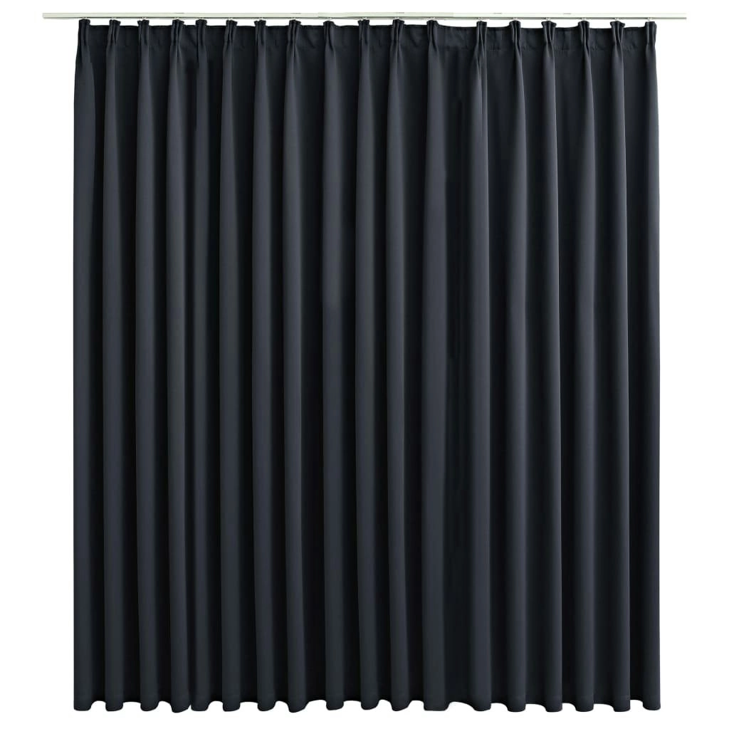 Blackout Curtain with Hooks Black 290x245 cm 134417