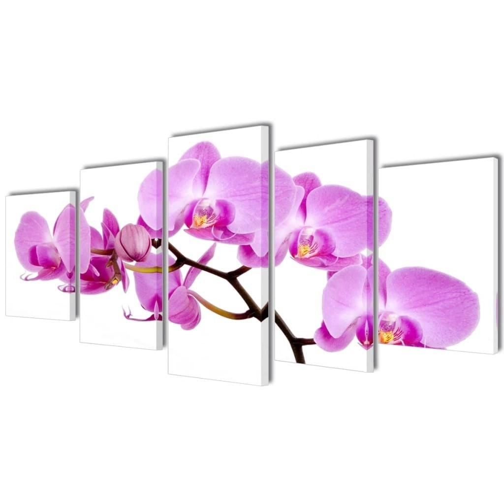 Canvas Wall Print Set Orchid 200 x 100 cm 241571