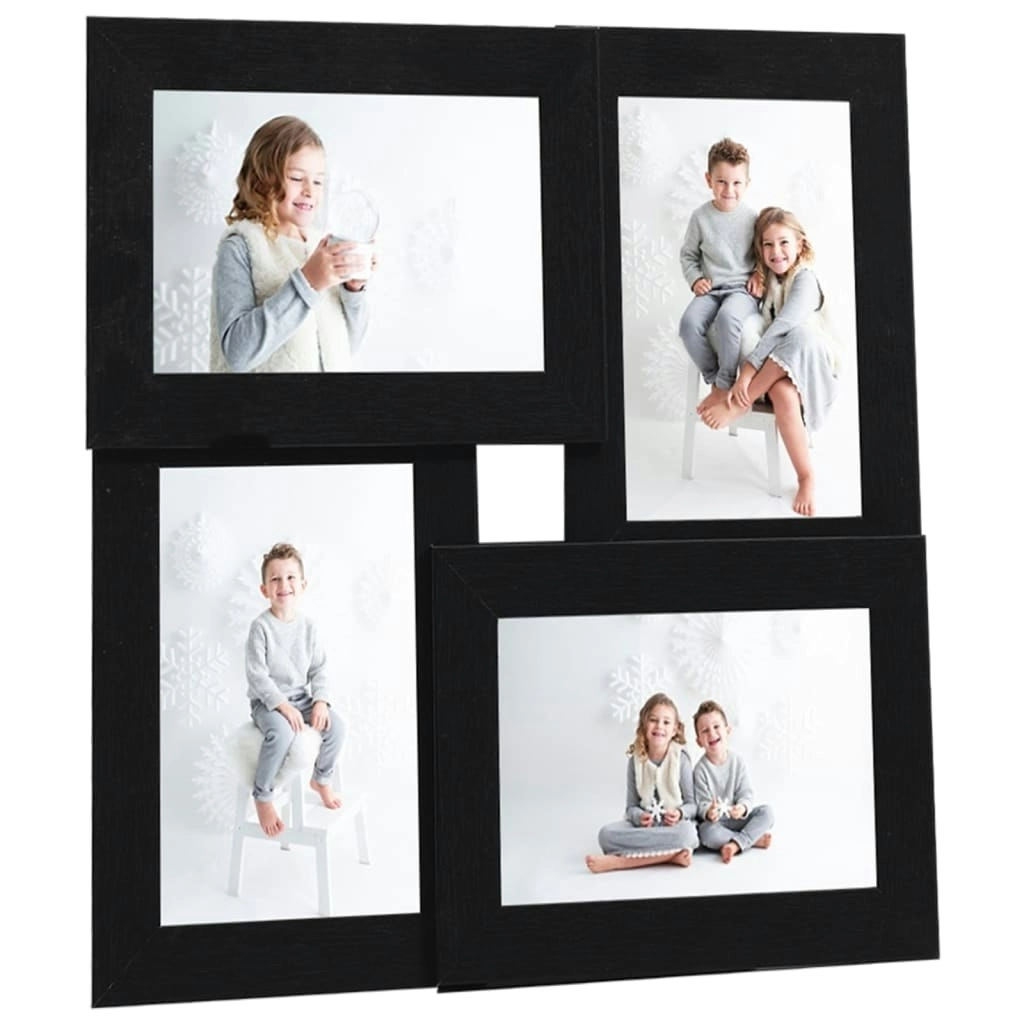 Collage Photo Frame for 4x(10x15 cm) Picture Black MDF 332774