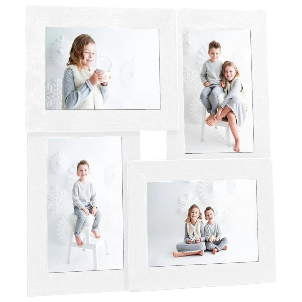 Collage Photo Frame for 4x(10x15 cm) Picture White MDF 332772