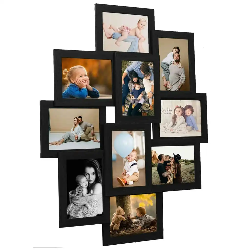 Collage Photo Frame for Picture 10 pcs 13x18 cm Black MDF 332783