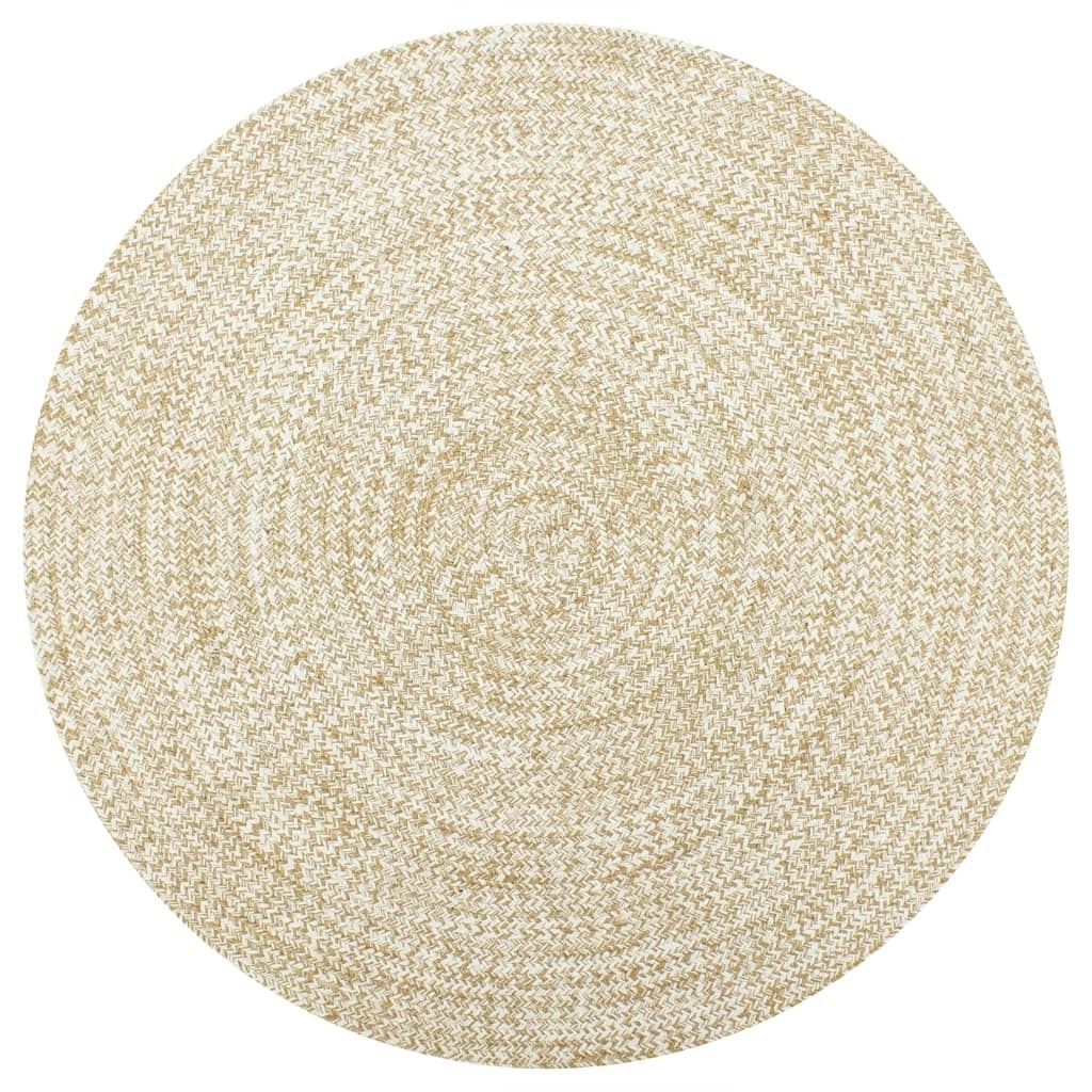 Handmade Rug Jute White and Natural 90 cm 133722