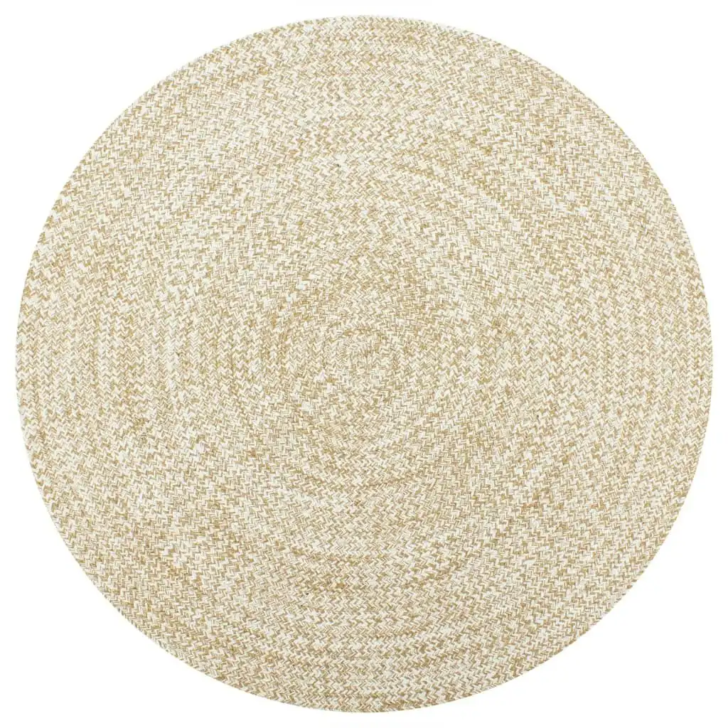 Handmade Rug Jute White and Natural 150 cm 133724