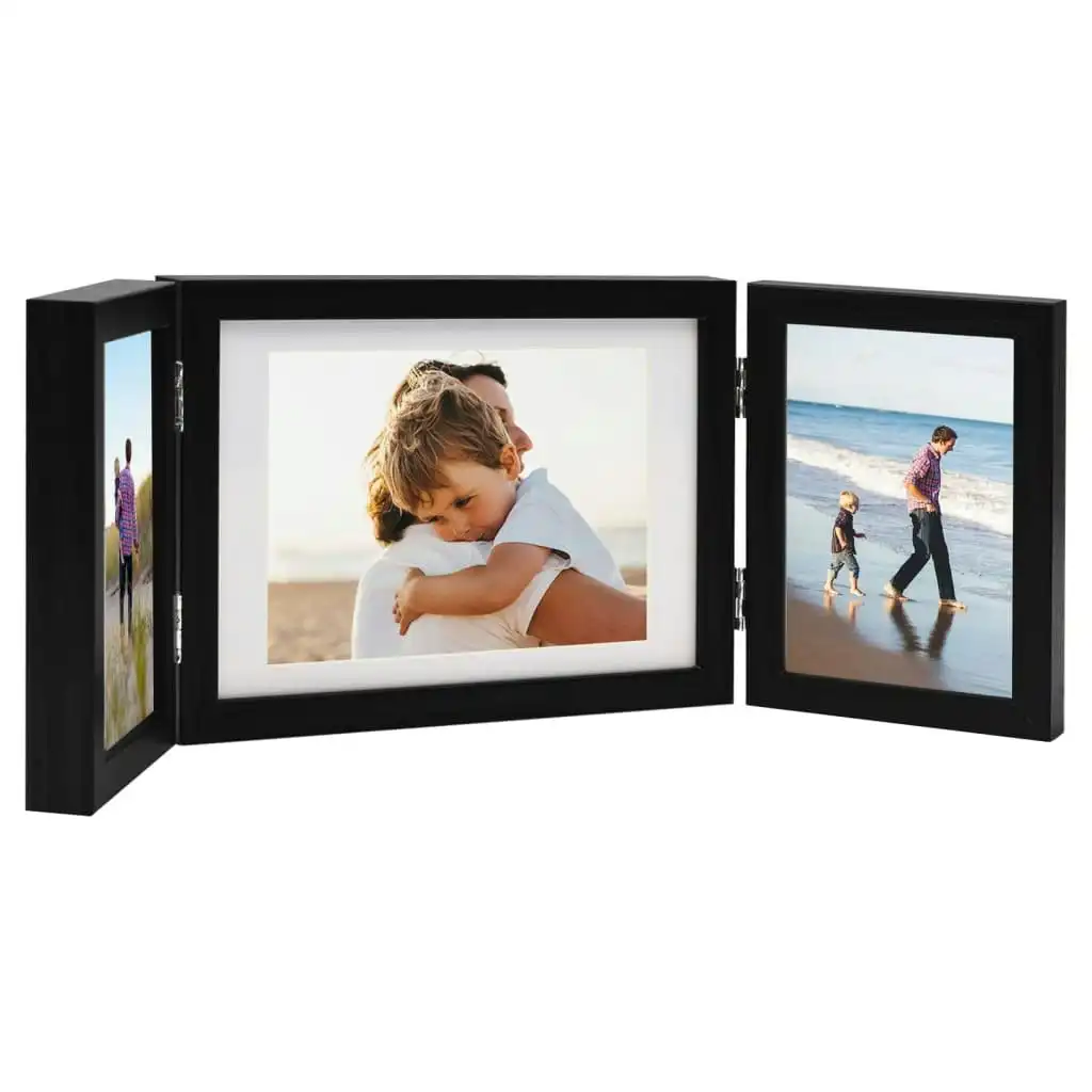 Trifold Photo Frame Collage Black 22x15 cm+2x(10x15 cm) 332754