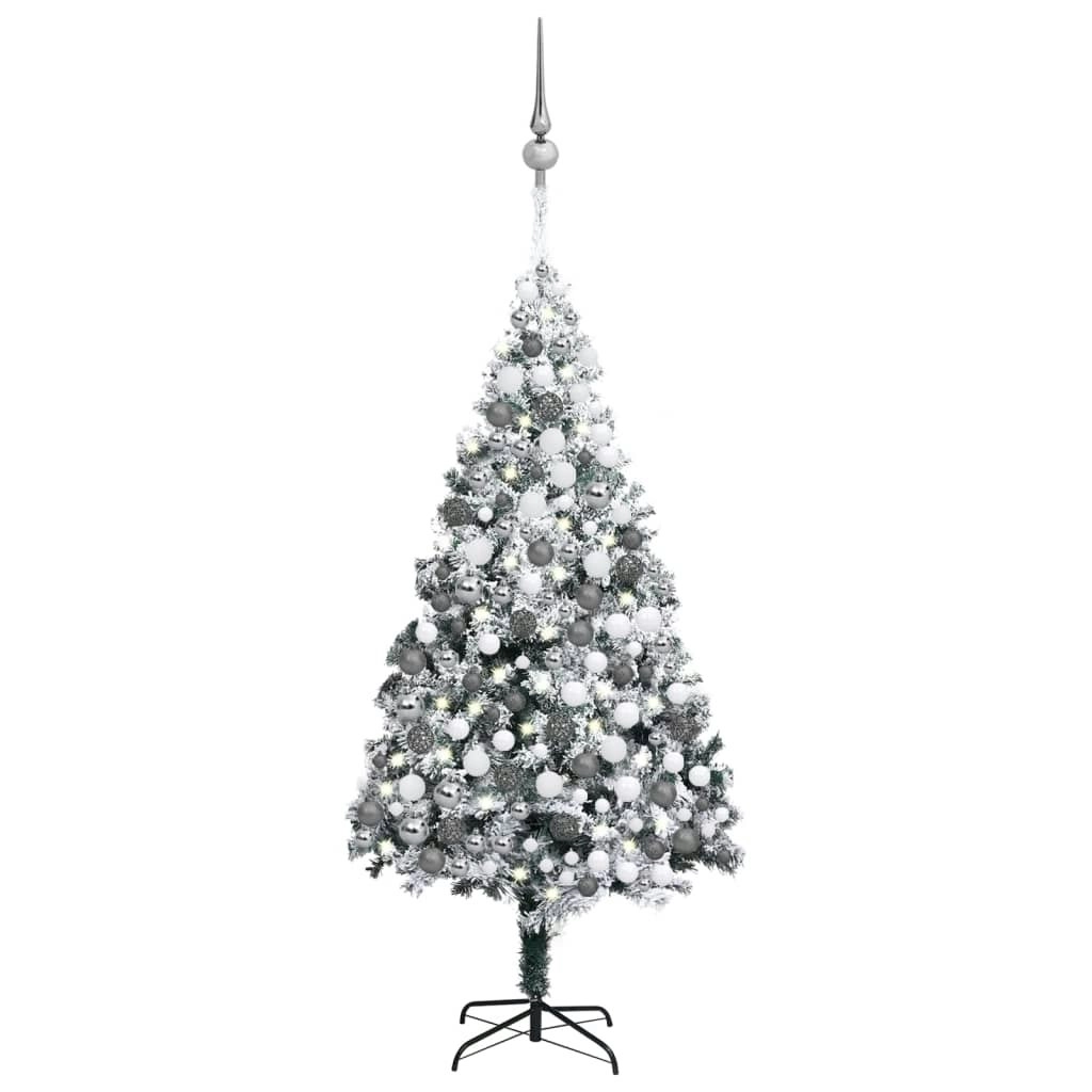 Artificial Christmas Tree LEDs&Ball Set&Flocked Snow Green 300 cm 3077890