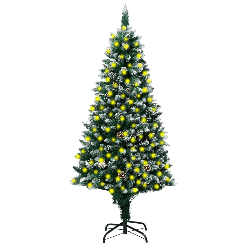 Artificial Christmas Tree LEDs&Pine Cones&White Snow 210 cm 3077446